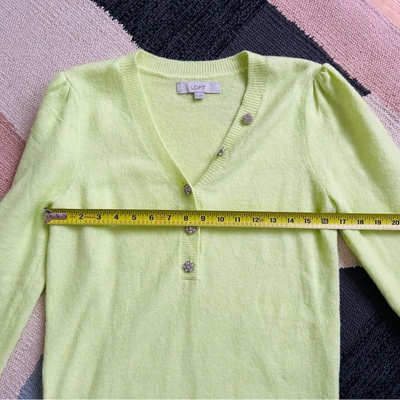 LOFT rhinestone button puff sleeve sweater - Picture 2 of 4